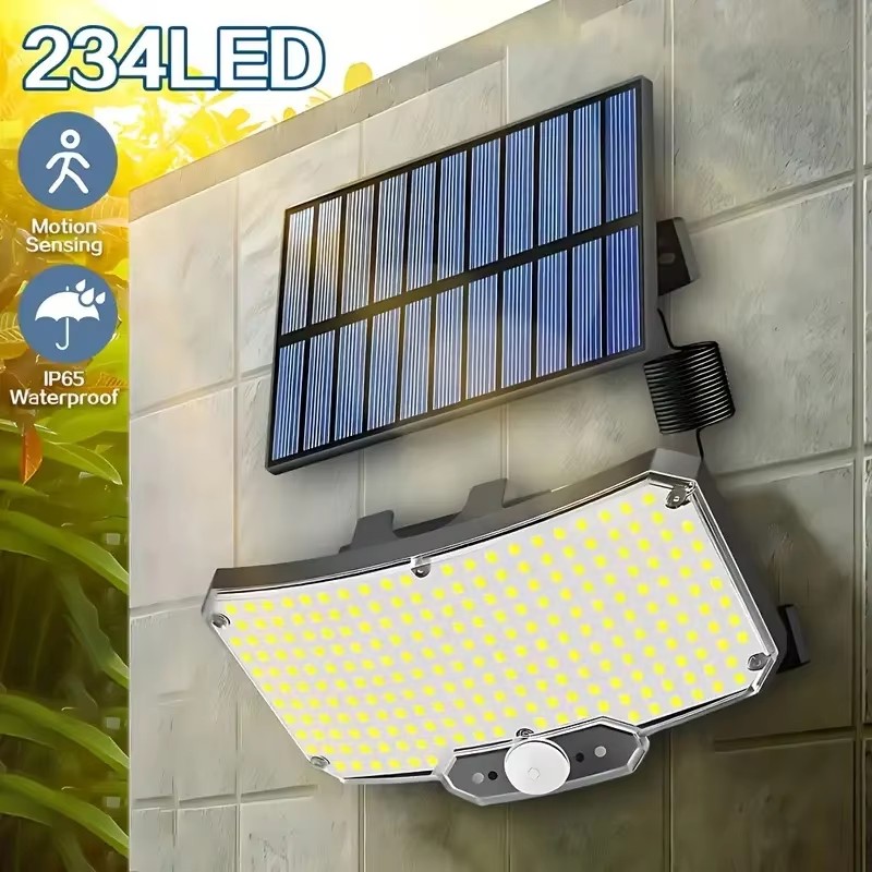 Solar Lamp - 234LED ไฟพลังงานแสงอาทิตย์กลางแจ้งเซ็นเซอร์ตรวจจับความเคลื่อนไหวซุปเปอร์ไบรท์รีโมทโคมไฟติดผนังรักษาความปลอดภัยกันน้ำลานสวนโรงรถ 1 ~ 2 ชิ้น