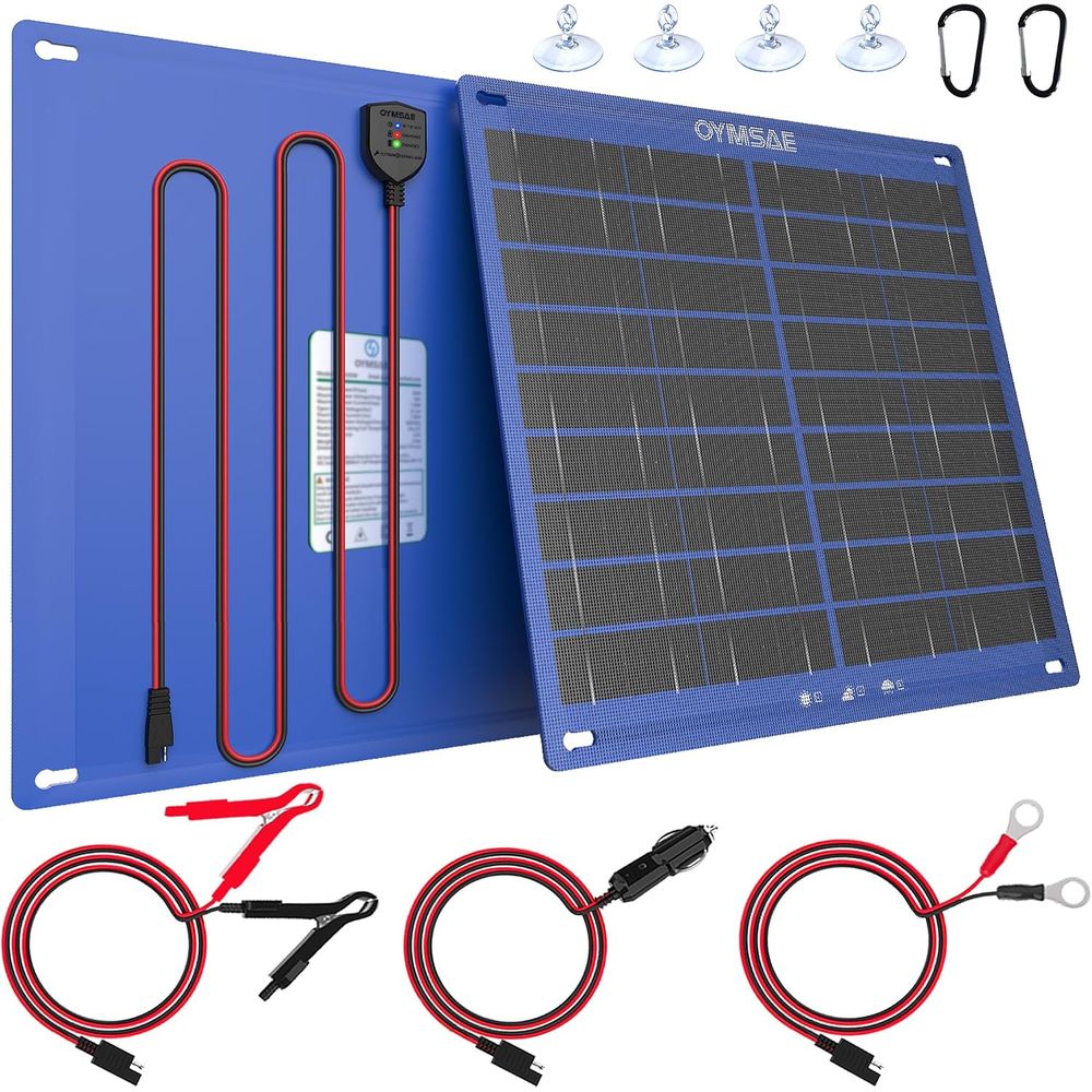 Solar Panel - เครื่องชาร์จแบตเตอรี่รถยนต์พลังงานแสงอาทิตย์ 30W แบบพกพา 12V เครื่องชาร์จแบตเตอรี่แบบ Trickle