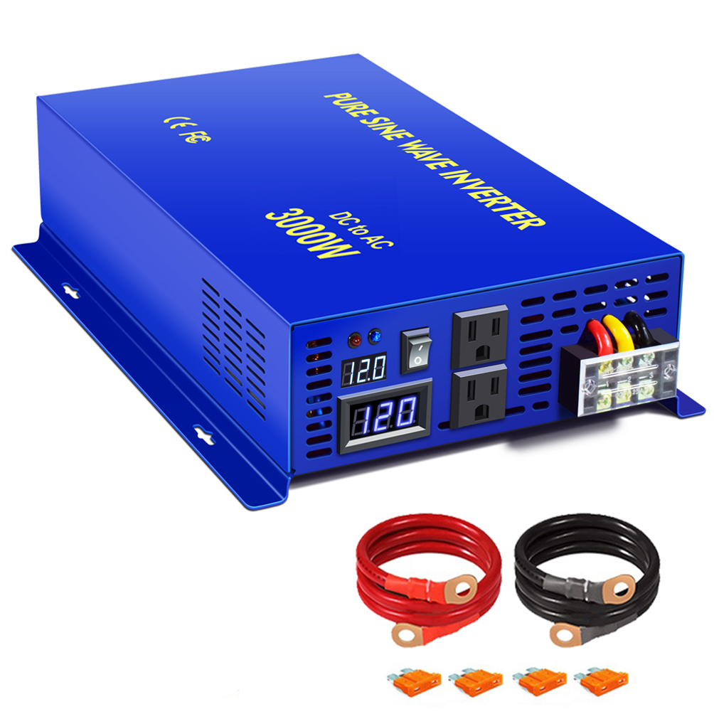 Power Inverter - อินเวอร์เตอร์ WZRELB 3000W สำหรับรถยนต์และเครื่องใช้ไฟฟ้าในบ้าน คลื่นไซน์บริสุทธิ์ แปลงไฟ